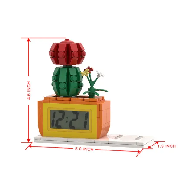 Personalised Brick Figures Clock & Potted Plant Set - Unique Custom Gift for Her
