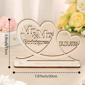Personalized Wooden Table Decoration Sign with Name and Date for Wedding Anniversary Gift for Couple