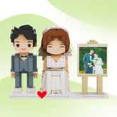 Customisable Couple Photo Frame - Personalised Two People Brick Figure Set | Unique Gift