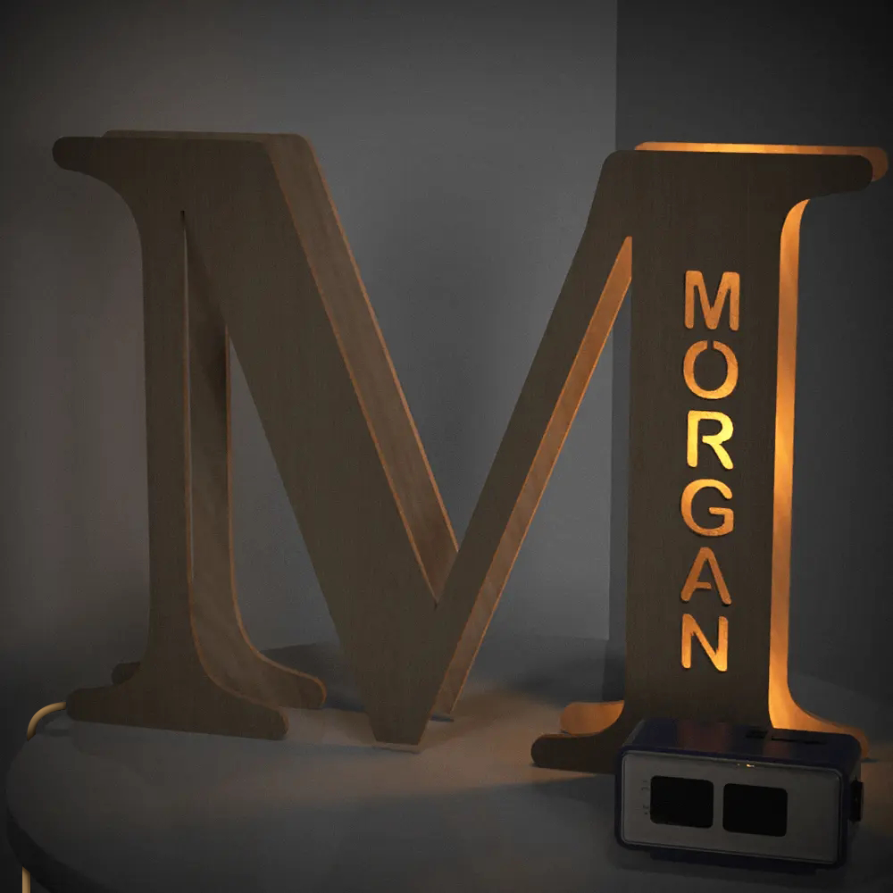 Personalised Wooden Letter Lamp - Custom Name Night Light 19CM - Unique Gift