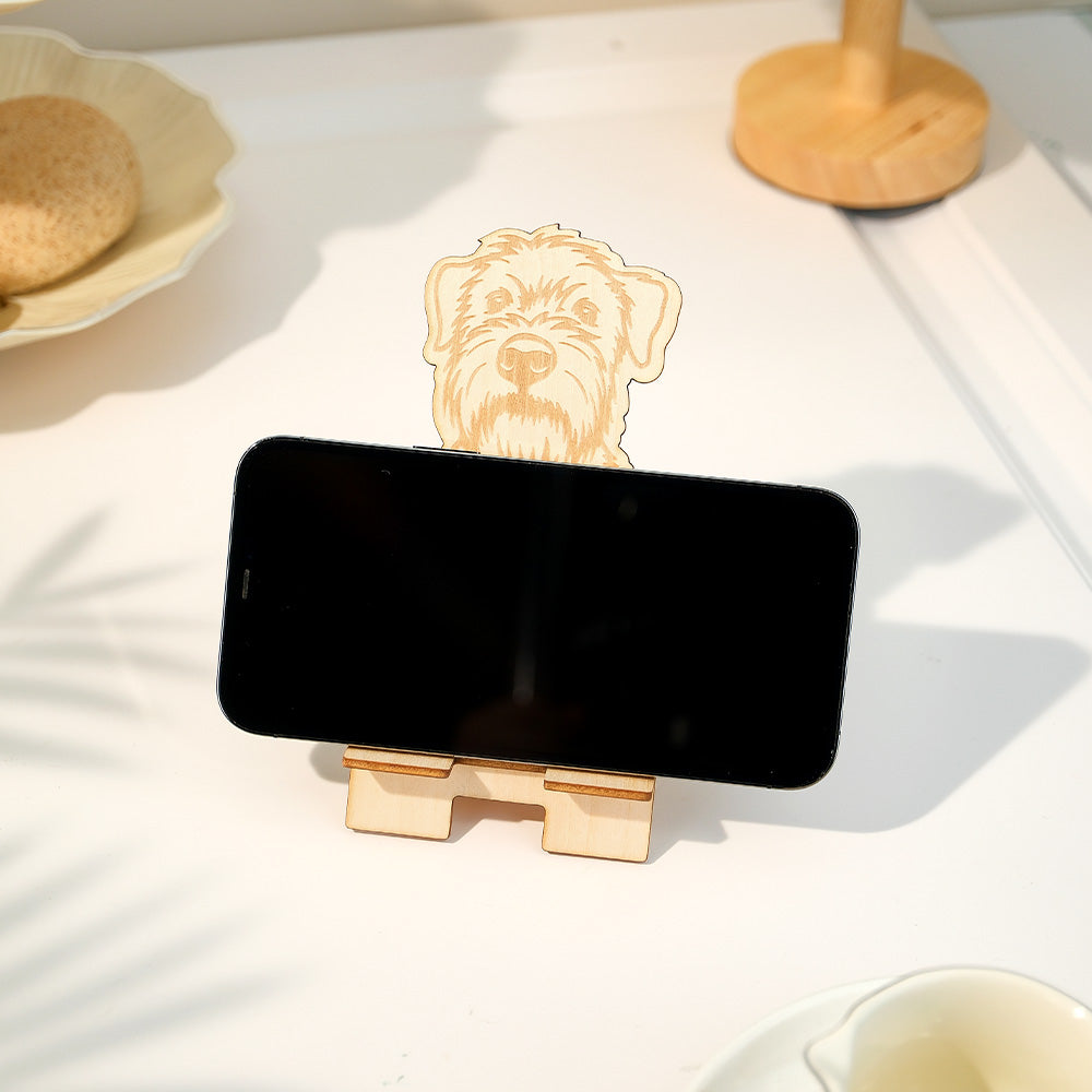 Phone stand shown in portrait and landscape orientations
