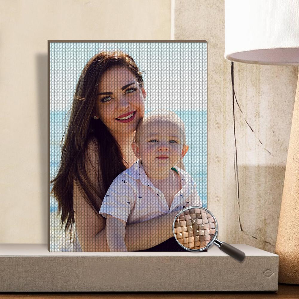 High-definition eco-friendly canvas printing and adhesive grid close-up showing how resin diamonds are secured in personalised diamond art