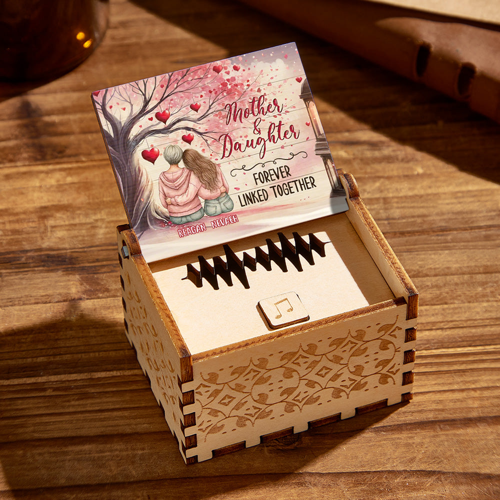 Compact personalised music box with charging cable — rechargeable MP3 player keepsake, ideal Mother's Day or birthday gift for her