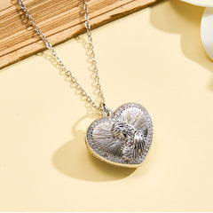 Personalised Heart Photo Locket Necklace with Embossed Design - Unique Gift for Mum