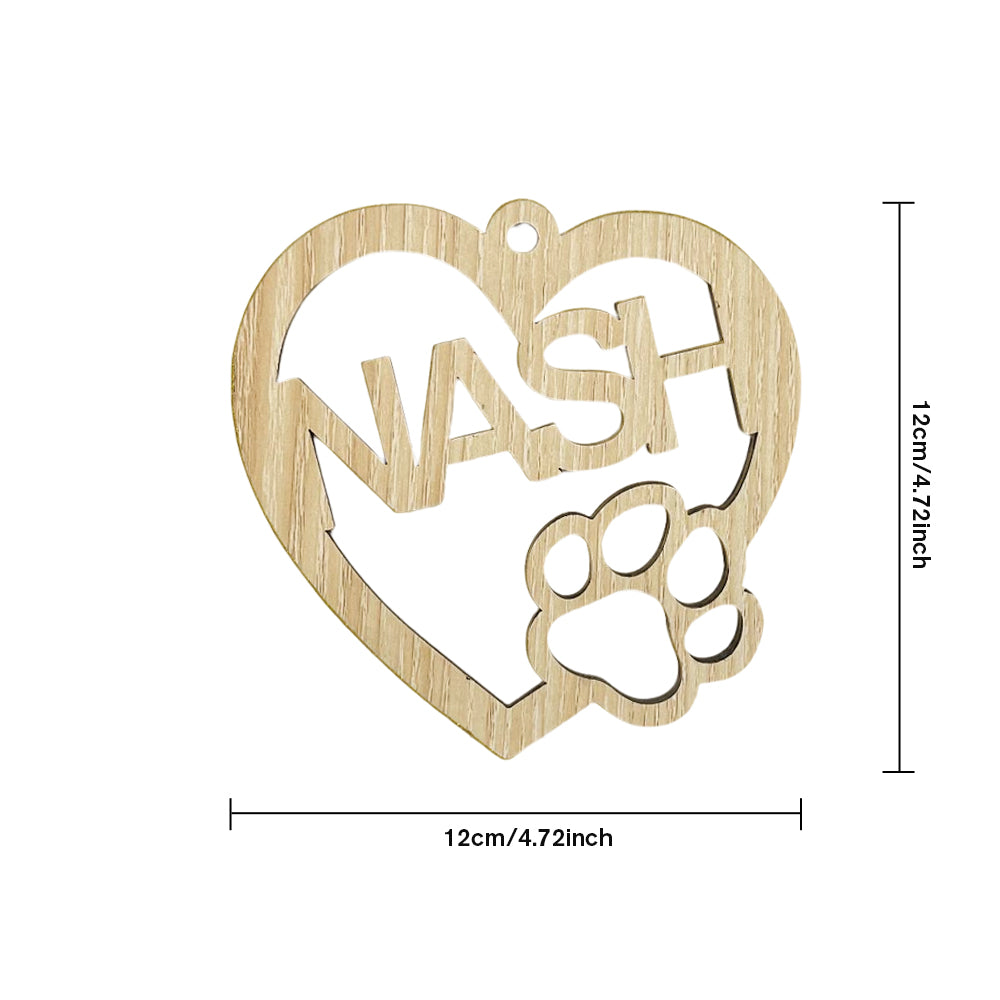 Personalised Wood Heart Dog Paw Name Christmas Ornament - Custom Pet Keepsake