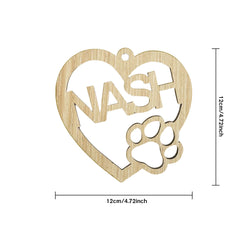 Personalised Wood Heart Dog Paw Name Christmas Ornament - Custom Pet Keepsake