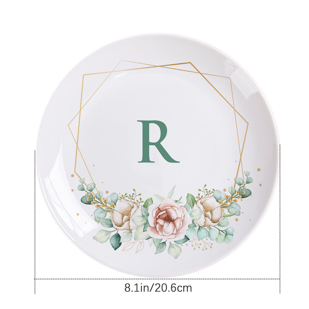 Personalised Monogram Dinner Plate | Custom Flower Ceramics Wedding Gift