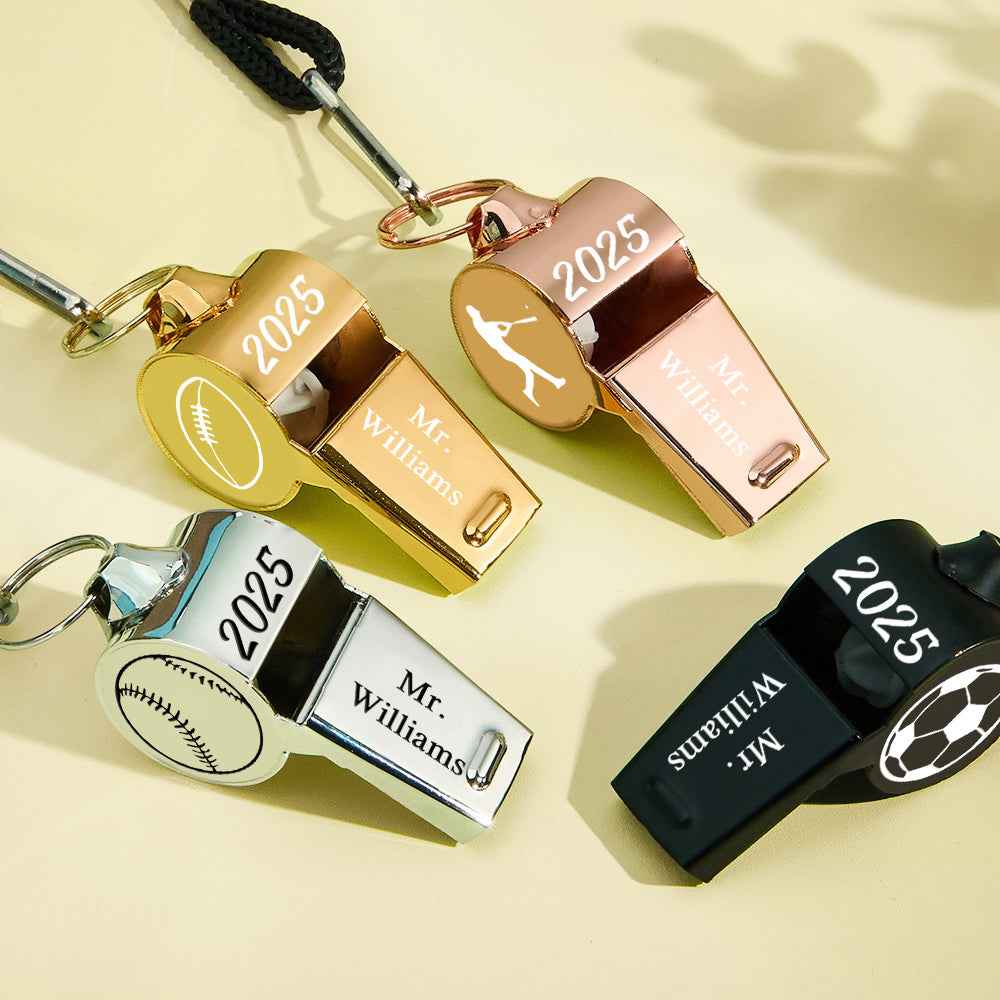 Custom Text Pattern Whistle Gift for Coach Personalized Gift for P.E. Teacher Back to School Gift