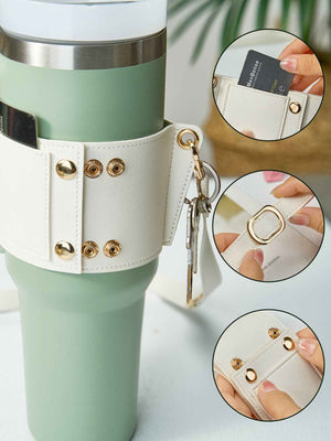 Custom Floral Pattern Water Bottle Carrier Bag with Adjustable Strap for 40oz Stanley Tumbler Gift for Women