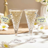 Personalized Engraved Crystal Champagne Flute Set Gifts for Newlyweds