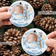 Personalised Baby's First Christmas Photo Ornament - Ceramic Keepsake Gift