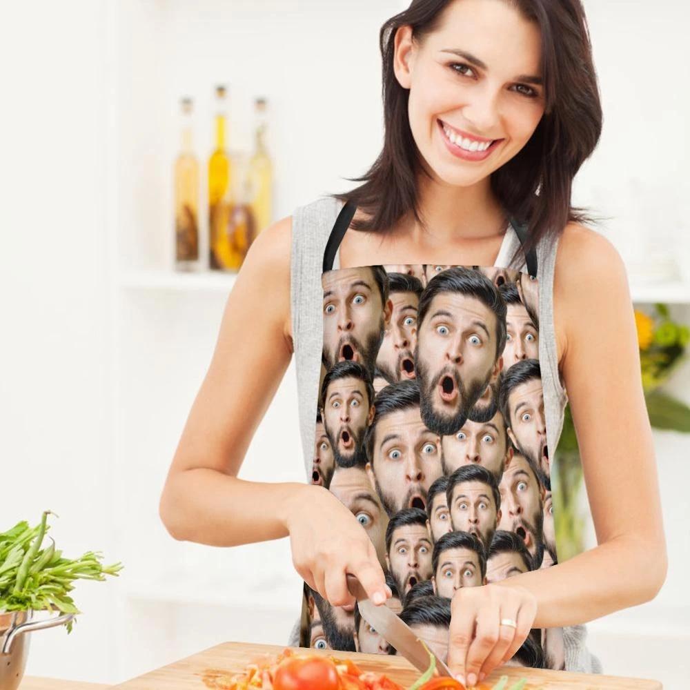 Personalised Face Kitchen Apron with Custom Photo & Text - Chef Gift