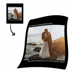 Personalised Fleece Photo Blanket With Custom Text - Soft Keepsake Throw