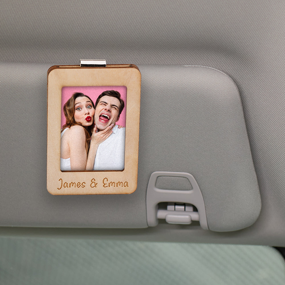 Photo insert displayed in the natural wood frame with magnetic attachment.