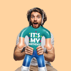 Custom Face IT'S MY BIRTHDAY! Personalised Inflatable Doll - Funny Party Gift