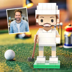 Custom Head 1 Person Cute Golf Palyer Brick Figure Anniversary Gift Birthday Gift for Him