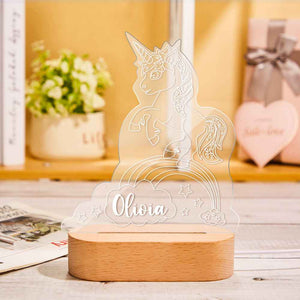 Personalized Name Unicorn Acrylic Night Light Kids Bedroom Decor