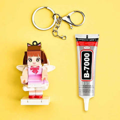 Personalized Mini Fully Body 1 Person Brick Figure with Engraved Text Keychain and Bag Charm Gift
