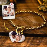 Personalized Photo Bracelet with Heart Pendant for Women