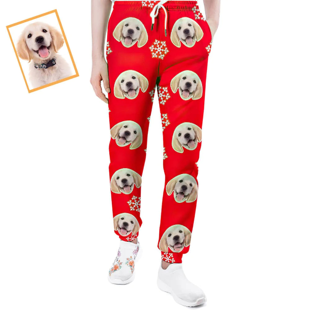 Pocket and cuff detail on Personalised Dog Face Christmas Sweatpants — practical features on cosy unisex joggers
