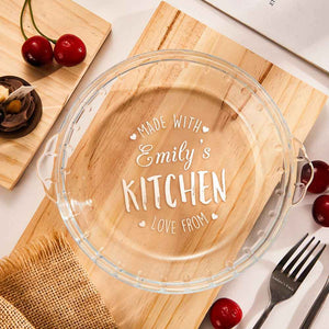 Custom Name Transparent Pie Plate Round Glass Pie Tableware