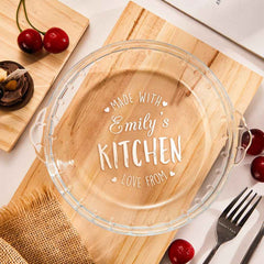 Custom Name Transparent Pie Plate Round Glass Pie Tableware