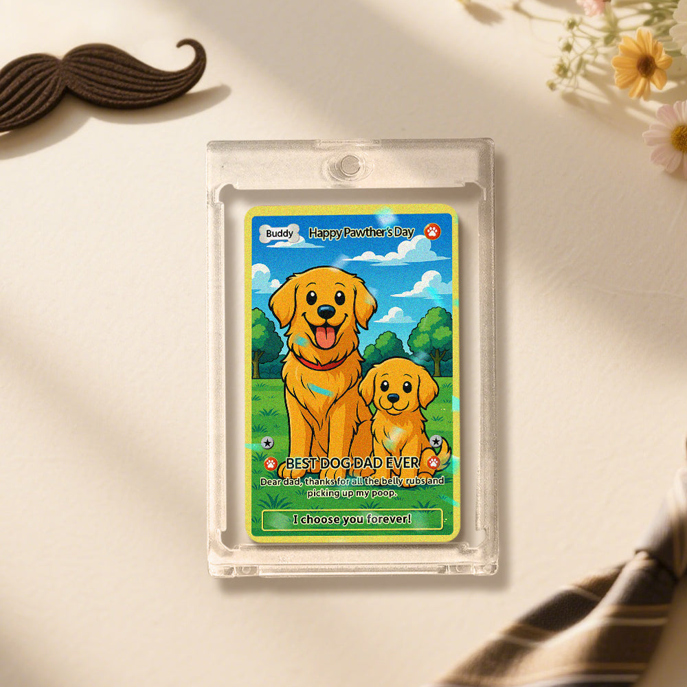 Custom pet card presented as a thoughtful gift for pet parents and children — personalised stainless steel keepsake