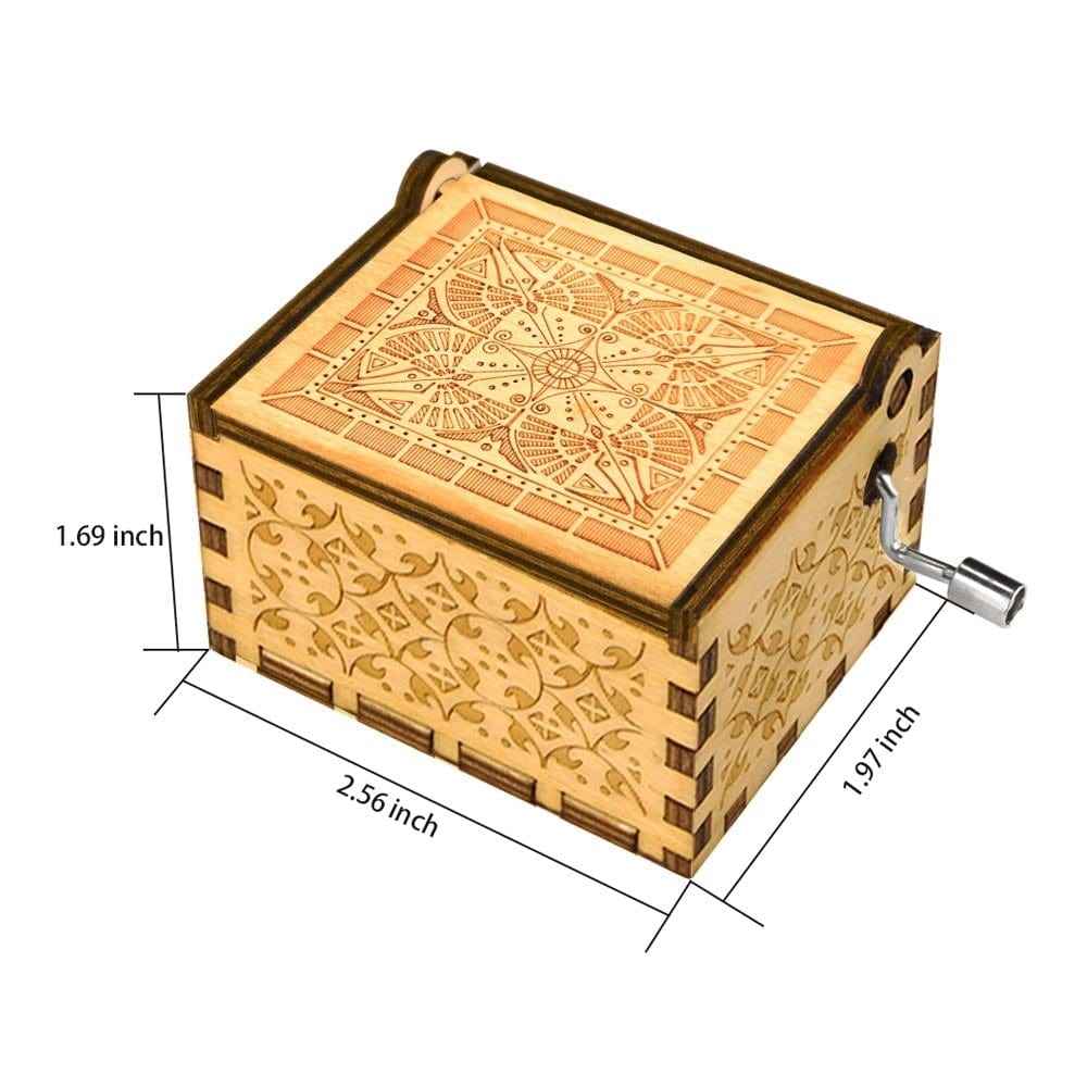 Personalized Engraved Hand Crank Wooden Music Box with Text