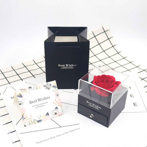 Rose Jewelry Gift Box with Greeting Card and Gift Bag