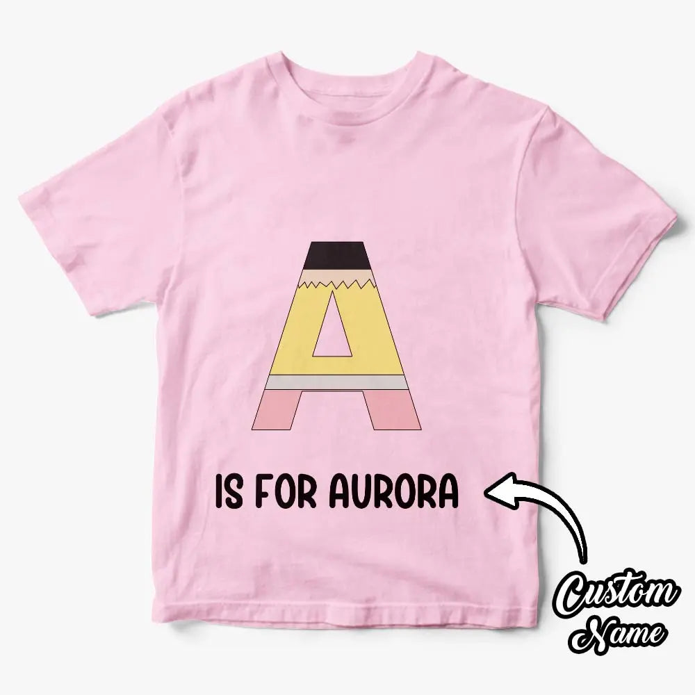 Close view of neckline and stitching on personalised polyester tee — comfortable, machine‑washable back to school shirt for kids