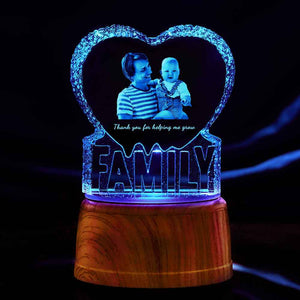 Personalized Heart Crystal Picture Frame 3D Crystal Fathers Day Gift