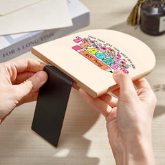 Personalised Wood Bookends with Name Engraving - Floral Pencil Teacher Gift