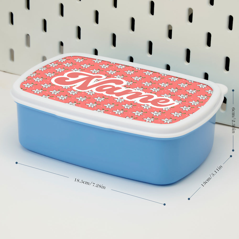 Sturdy personalised lunch box with secure lid and floral design – durable, easy to carry and clean for children