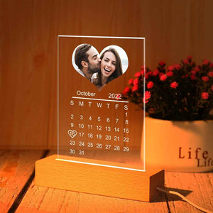 Custom Heart-Shape Photo Orange Night Light Custom Calendar Lamp Acrylic Lamp