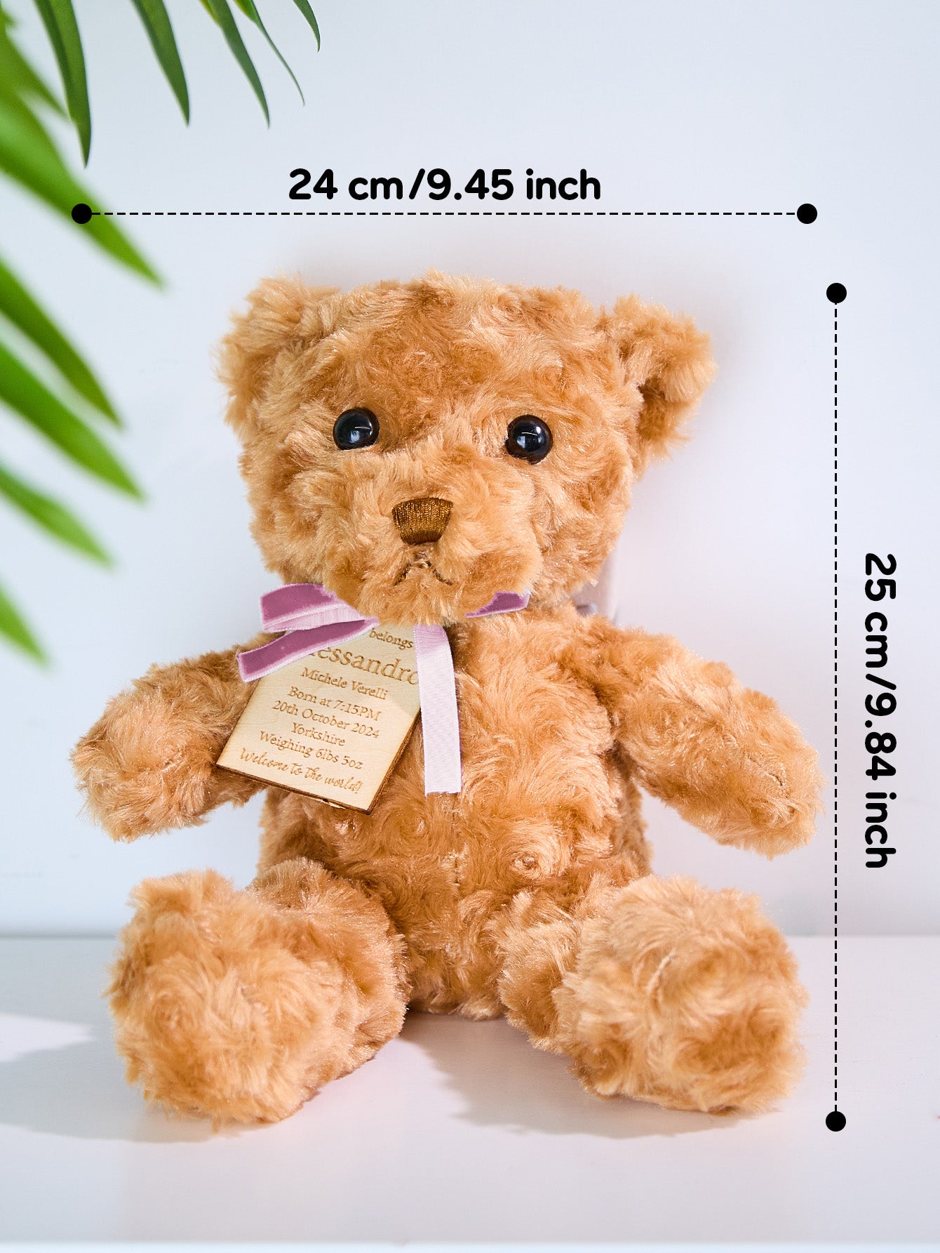 Personalised bear with gift card and soft blanket, staged gift idea for baby shower and Mother's Day