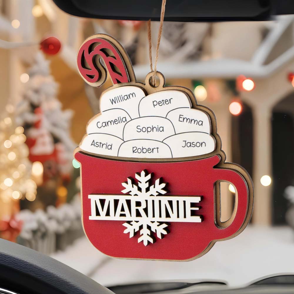 Personalised Family Hot Cocoa Ornament - Custom Name Christmas Decoration