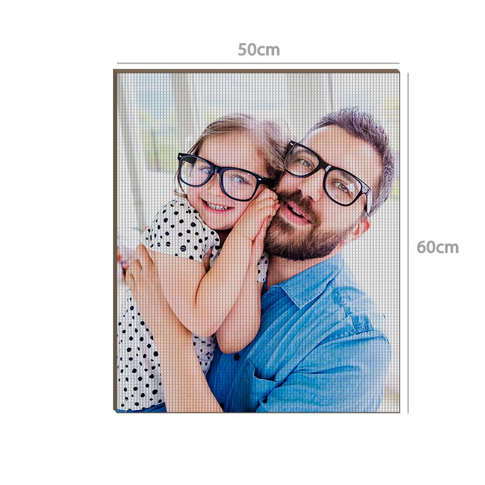 Customisable head detail on a Personalised 5D Diamond Painting Kit illustrating hairstyle and facial expression options for the portrait head