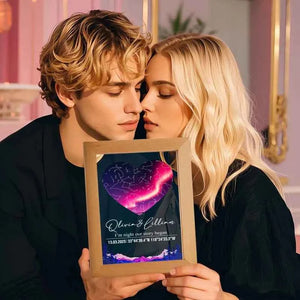 Custom Star Map Night Light Acrylic Lamp with Date Text and Wooden Base Home Decor for Valentine’s Day Anniversary Gift for Couples