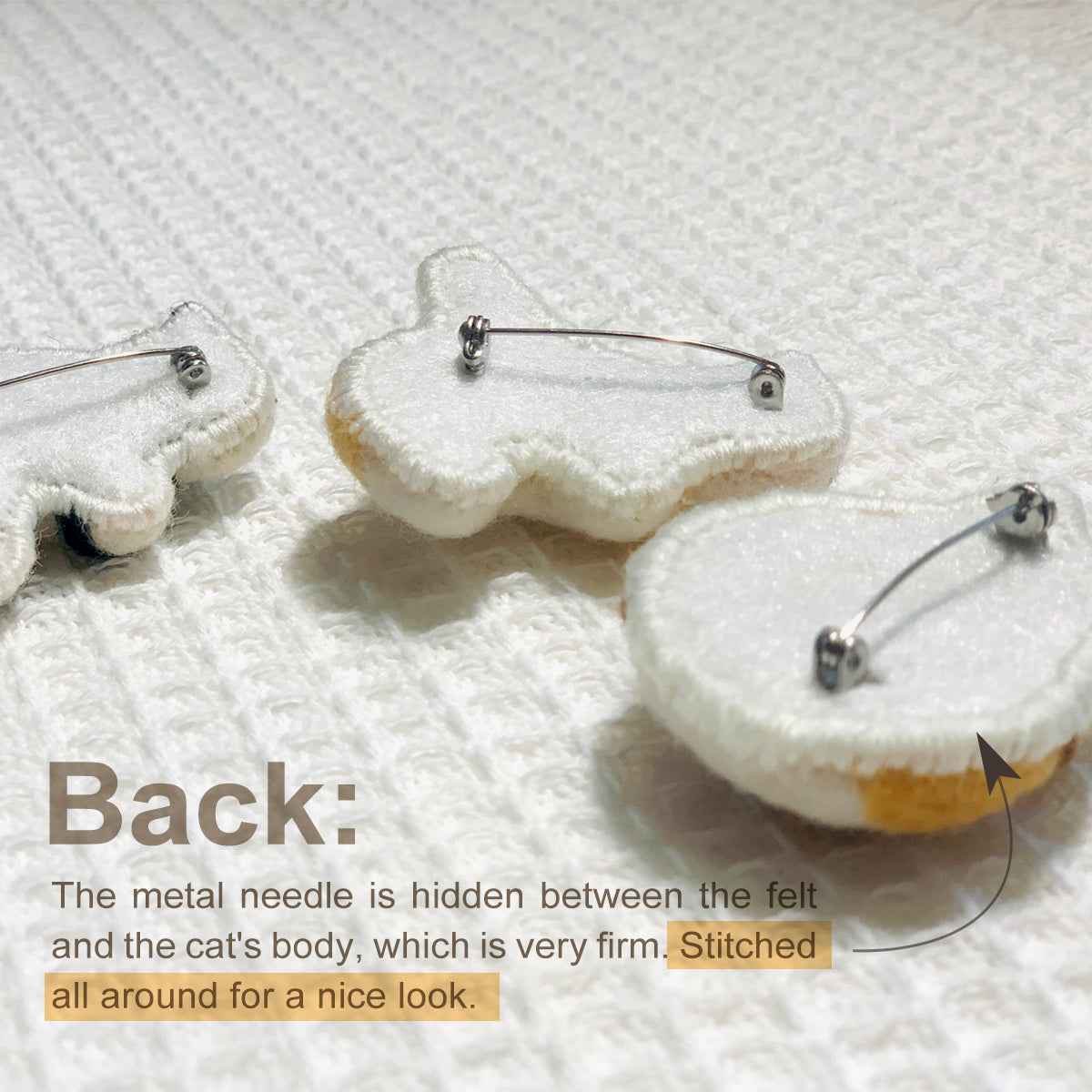 Adorable Handmade Felt Kitten Brooch - Perfect Gift for Cat Lovers