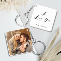 Custom Double Sided Photo Keychain | Personalised Acrylic Gift For Her/Him