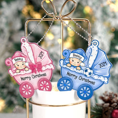 Personalised Baby's First Christmas Ornament - Custom Baby Carriage Keepsake