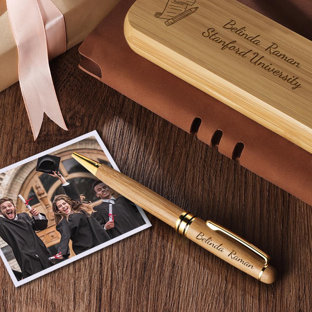 Personalised Engraved Wood Pen Set in Luxury Wooden Box | Graduation Gift