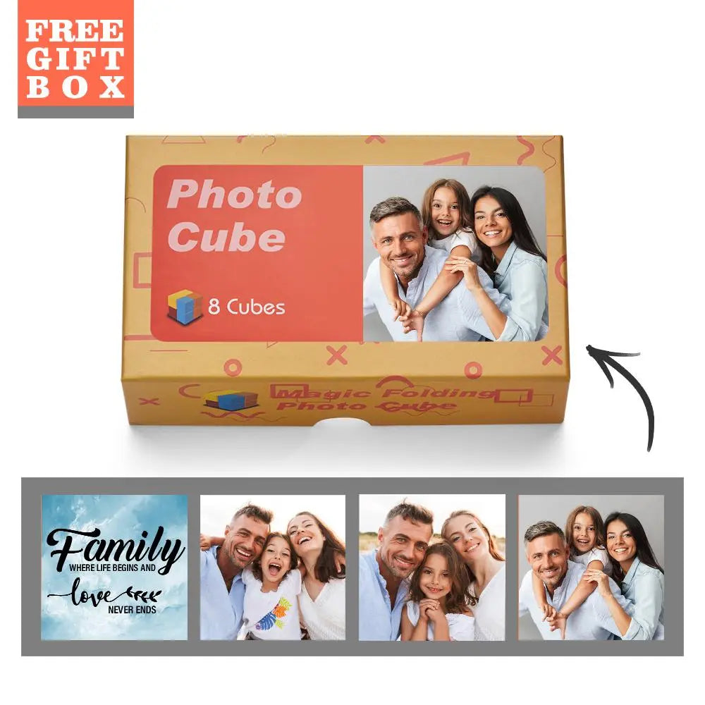 Close-up of the custom photo cube panels showing the artistic sketch finish on photographs — personalised gift for Mother's Day, graduation or home display