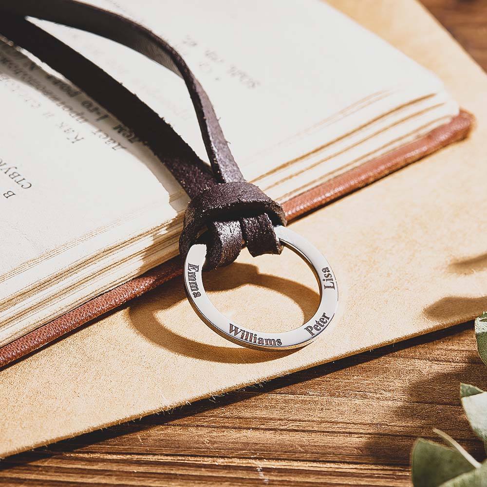 Personalised Men's Leather Necklace with Engraved Name - Birthday Gift