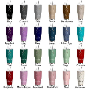 Custom 30oz Insulated Tumbler with Watercolor Birth Flower Name Text – Perfect Birthday Gift for Mom or Grandma