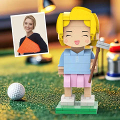 Custom Head 1 Person Cute Golf Palyer Brick Figure Anniversary Gift Birthday Gift for Her