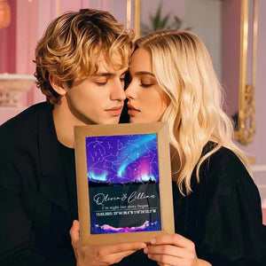 Custom Star Map Night Light Acrylic Lamp with Date Text and Wooden Base Home Decor for Valentine’s Day Anniversary Gift for Couples