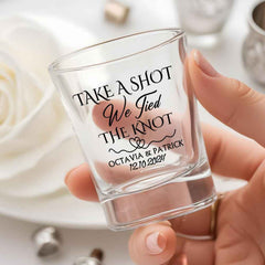Personalized Take A Shot We Tied the Knot Shot Glasses with Name Set of 2 Bachelor Party Wedding Gift