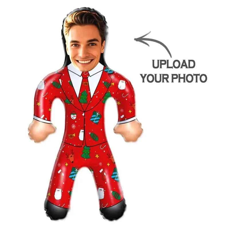 Custom Face Red Christmas Suit Blow Up Dolls Funny Inflatable Balloon Custom Air Doll for Party Favors Christmas Gifts