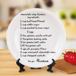 Dropshipping Chocolate Chip Cookies Ingredients Plates Custom Name Round Dinner Plates